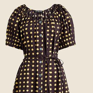 Button-up midi dress in dot cotton poplin; NWT